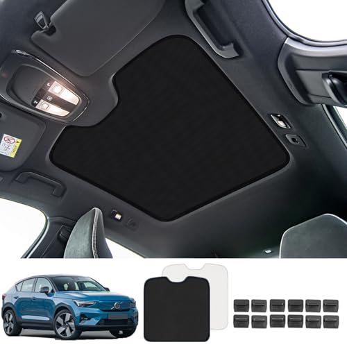 GOFOME Car Sunroof Cover Compatible with Volvo C40 Accessories 2023-2021, Foldable Sunroof Shade, Sun Shade Car Curtains, Not Droopy,Anti-UV/Heat,Quick Install, Compatible with Volvo C40 Sunshade