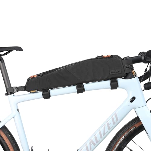 Rhinowalk Bicycle Top Tube Bag Bike Front Frame Bag Waterproof Extra Long Cycling Accessories Upper Pipe Nylon Pouch Pack for Mountain Road Bike(Black)