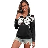 LEMAFER Women's 2024 Cow Print Casual Aztec Zipper Collar Pullover Sweatshirt Western Cowgirl Ethnic Style Hoodies