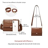 FOXLOVER Crossbody Bags for Women Alligator work Shoulder Bag Flap Purse with 2 straps（Brown）