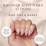 Glamnetic Press On Nails - Astro | Semi-Transparent 3D Metallic Silver Swirl Short Almond Fake Nails in a Glossy Finish | 15 Sizes - 30 Nail Kit with Glue