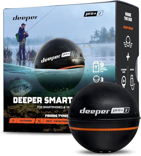 Deeper PRO+ 2 Sonar - Portable Fish Finder and Depth Finder for Kayaks, Boats and Ice Fishing with GPS Enabled | Castable Deeper Sonar with Free User Friendly App