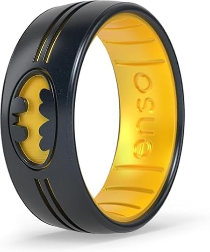 Enso Rings DC Comics Collection - Breathable Silicone Ring - Etched Design - Comfortable and Safe - Batman - Size 11
