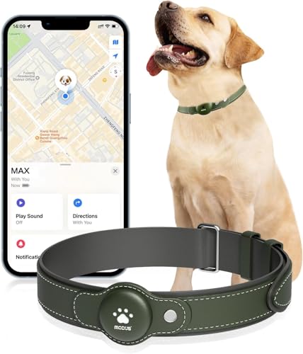 GPS Tracker for Dogs, 2 in 1 Pet Tracking Smart Collar (Only iOS), No Monthly Fee GPS Tracker Dog Collar, Real-time Location Comfortable PU Tracker Tag for Small, Medium Large Dogs(Locator Included)