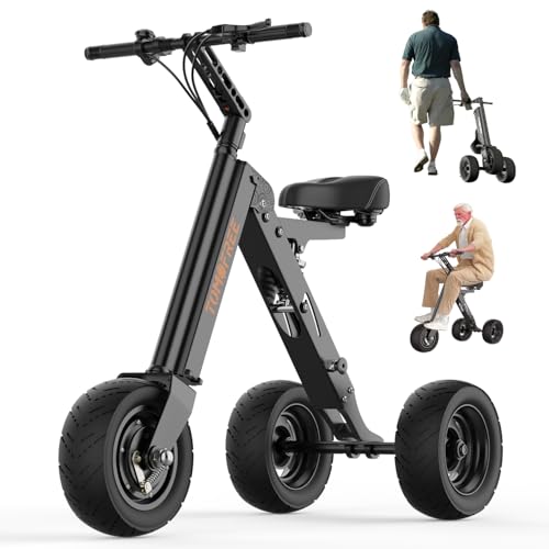 3-Wheel Electric Scooter with Seat, 42lbs Lightweight Foldable Mobility Scooter for Adults,Rear Suspension, 36V 7.5Ah Battery, Max 15mph/15miles Electric Tricycle, Daily Commutes for Seniors