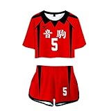 Gurbanton Haikyuu Cosplay Costume Kuroo Tetsurou Kozume Kenma Nekoma High School Volleyball Uniform Shirt Shorts for Halloween (XXL, 5-Kozume Kenma)