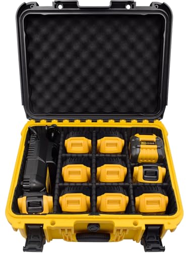 Case for Dewalt Battery- Extra Large Hard Storage Box with Adjustable Dividers for Dewalt 12V/20V/60V Battery & Charger, Durable Protective Tool Battery Organizer (CASE ONLY)