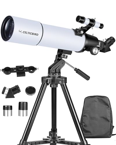Celticbird Telescope for Adults High Powered, 80mm Aperture 600mm Telescopes for Adults Astronomy, Travel Telescopio for Beginners with AZ Mount, Backpack, Phone Adapter, Moon Filter
