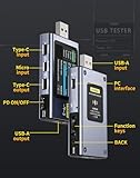 【Upgraded Model USB Tester with Bluetooth, USB Power Multimeter 4-28V 7A LCD USB A&C Voltage Current Power Tester Fast Charge Detection Capacity Measurement, PD2.0/PD3.0,QC2.0/QC3.0