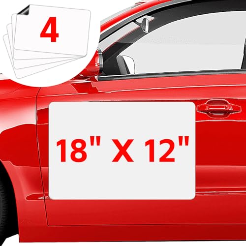 4 Pack Blank Magnets, 18" x 12" Magnetic Signs for Car, Rounded Corners, Advertise Business, Prevent Scratches & Dents