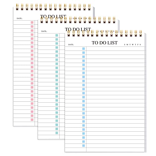 To Do List Notepad 3 Pack, Undated Daily Planner Notepad With To Do List Notebook Checklist Planner Spiral Waterproof Notepad for Office Supplies, School Planner, 52 Sheets/Pack, 5.5"*8.3" A5 Size