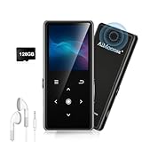 128GB MP3 Player with Bluetooth 5.2, AiMoonsa Music Player with Built-in HD Speaker, FM Radio, Voice Recorder, HiFi Sound, E-Book, Earphones Included