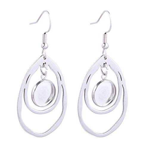 Reidgaller 20pcs Stainless Steel Teardrop Earring Setting Blanks 10mm Round Cabochon Base Trays Diy Bezels For Jewelry Making
