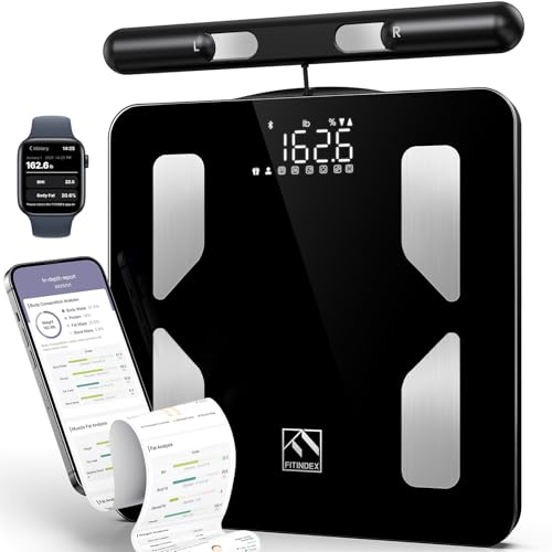 FITINDEX Body Composition Scale for Body Weight, Smart 8-Electrodes with BMI, Body Fat, Muscle Mass, 50 Composition Measurements, Bluetooth, FSA or HSA Eligible