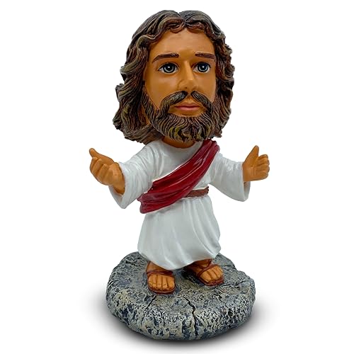 Jesus Bobblehead – 4.29” Mini Dashboard Jesus for Car, Durable Resin Figurine – Christian Car Decor & Religious Accessories, Tiny Jesus Dashboard Ornament – Perfect Baptism Gift