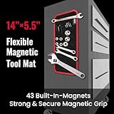 AIUITIO 5-Piece Flexible Magnetic Tool and Parts Mat, 3 Sizes Flexible Magnetic Tool Holder - Thin Profile Perfect for Toolbox Drawers - Tool Holder Conforms to Body Panels