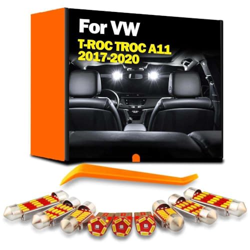OQERVGI 9Pcs LED Interior Reading Dome Light Kit, for Volkswagen VW T-ROC TROC T ROC A11 2017 2018 2019 2020 Car Accessories