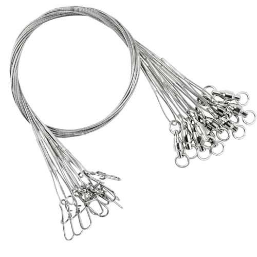 AMYSPORTS Stainless Steel Fishing Leader Saltwater Stainless Rigs Fishing Leader Lure Heavy Wire Fishing Leaders Steel White Nickel #3 50lb 15.8in 20pcs