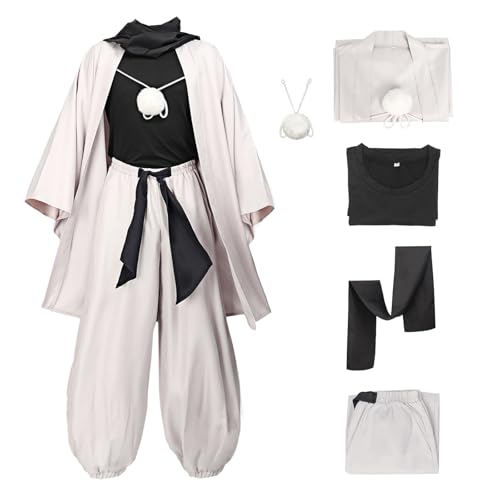 C-ZOFEK Anime Cosplay Haori Kimono Jacket Pants Black Stretchy Top with Scarf for Men Costume US Size(Medium)