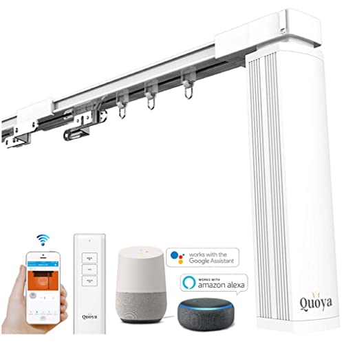 Quoya QL500 Smart Curtains System, Electric Curtain Track with Automated Rail【Motorized and Adjustable Tracks/Rod/Pole 【Motor compatible with Alexa, Google, Siri】(up to 196 inches / 5 metres)
