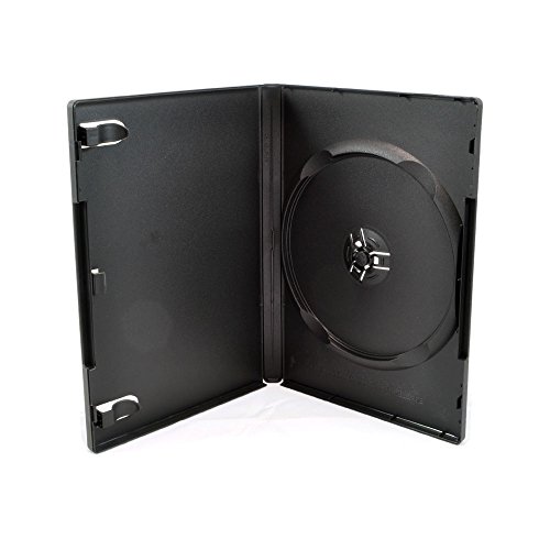 Maxtek 100 Pack Standard 14mm Black Signle Disc DVD Cases with Outer Clear Sleeve, Machine Pack Grade, 100% New Plastic Material!