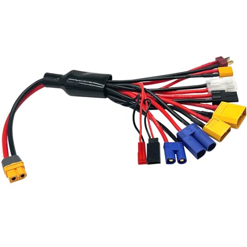 RC Lipo Battery Charger Adapter Connector Splitter Wire 10 in 1 Octopus Convert Cable to XT60H Plug Lead Cable for TRX, T-Plug, Tamiya,Futaba, JST, XT90,XT60,XT30,EC3,EC5