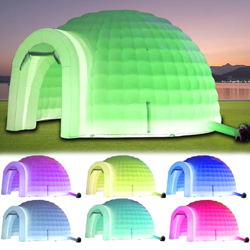 SAYOK Inflatable Igloo Dome Tent Blow up Party Tent with Blower and Remote Controller Built in RGB Strip Lights Suitable for Company reunions, Weddings,Family Friend Party Night Club (White, 16.4FT)