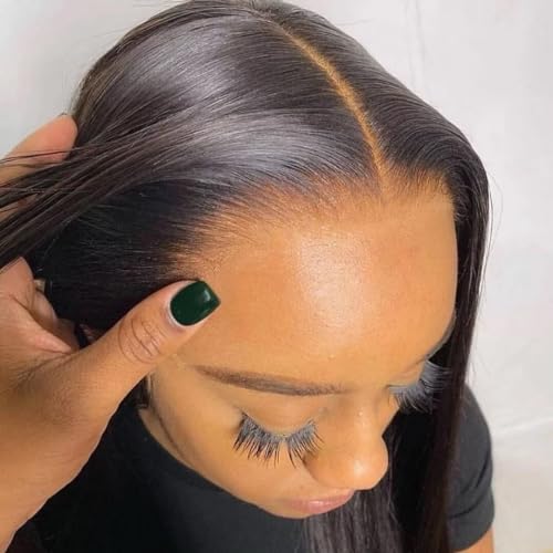 Lemoda SKINLIKE Real HD Lace Wig Ultra-thin 5x5 HD Lace Closure Wigs Human Hair 180% Density Straight Wig Human Hair for Women Small Knots 12A Brazilian Virgin 5x5 Closure Wigs Natural Color 24 inch