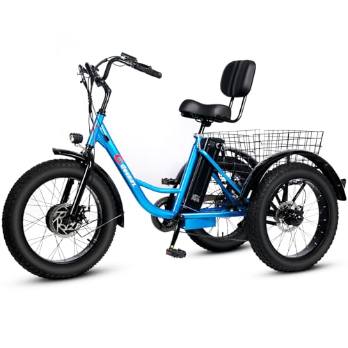 Geemax Electric Tricycle for Adults, 20" x 4.0 Fat Tire Electric Trike, 36V 350W 13Ah Lithium Battery UL Certified, Motorized 3 Wheel Electric Bicycle with Large Basket Outdoor Beach Sonw