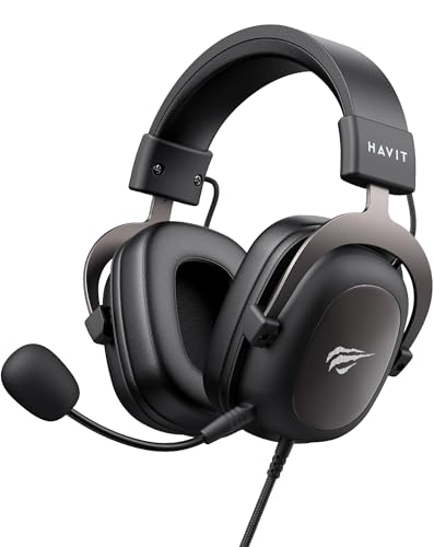 havit H2002d Gaming Headsets for PS4,PC, 50MM Drivers Surround Sound PS5 Headset with Mic Gaming Headphones with Mic Durable Aluminum Frame Valentines Gifts for Men