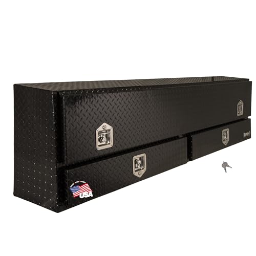 Buyers Products 1725641 Contractor Truck Tool Box, 72 x 21 x 13.5 in, Black Diamond Tread Aluminum, Weather Resistant with Locking Drawers, Flip Up Door, Fits Pickup & Utility Trucks, USA Made