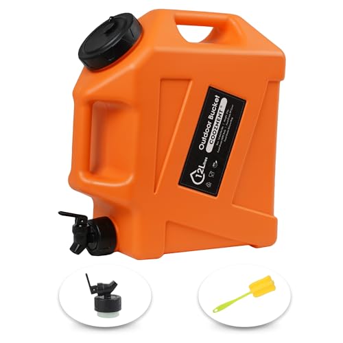 COOZMENT 3.2 Gallon (12L) Portable Water Containers with Spigot, BPA Free Water Jug, Orange Water Tank, Multifunction Water Storage Containers for Camping Outdoor Hiking,Emergency Stroage