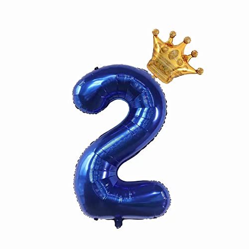 40 inch Navy Blue Crown Number 2 Balloons,Giant Large 2 Balloon, 2nd Birthday Decoration Balloons ，Children's Birthday Party Baby Shower Decoration Supplies (Navy blue 2)
