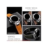 Cowhide Leather Watchband Fit for Casio MTG-B3000 Stainless Steel Adapter Men Nylon Watch Strap(Orange Silver)