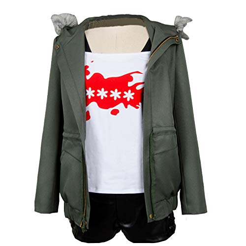 Ya-cos Persona 5 Futaba Sakura Cosplay Costume A.F.K. Logo Casual Coat Jacket Shirt Tee Suit Dress Up,Green,Female Medium
