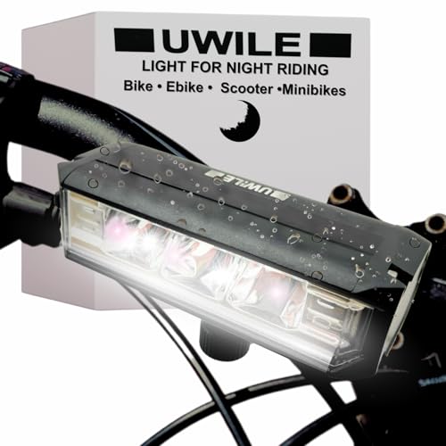 UWILE Ultra Bright Rechargeable Bike Led Light for Night Riding. Multiple Bean Modes. Firm Bracket for Tubular Handlebar.Bicycle Ebike Scooter Minibike