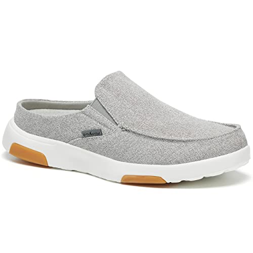 OrthoComfoot Mens Slip On Clog House Shoes, Orthopedic Walking Shoes Bunions, Casual Comfort Lightweight Travel Stretch Shoes Light Grey Size 13