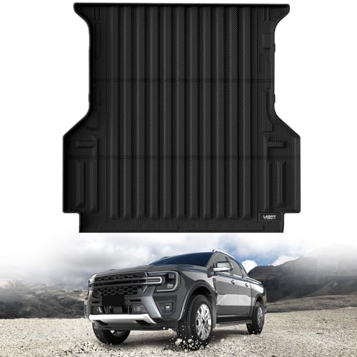 LASFIT Truck Bed Mat for Ford Ranger (5FT, 59.6" Bed) 2025 2024 All Weather Protector TPE Car Bed Floor Liner - 1PC Black