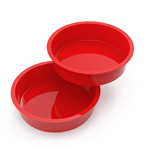 SILIVO 9.5 inch Round Nonstick Silicone Cake Molds - 2 Pack for Layer, Cheese & Chocolate Cakes