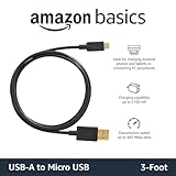 Amazon Basics 2-Pack USB-A to Micro USB Charging Cable, 480Mbps Transfer Speed with Gold-Plated Plugs, USB 2.0, 3 Foot, Black