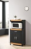 Hodedah Microwave Kitchen Cart, Black-Beech