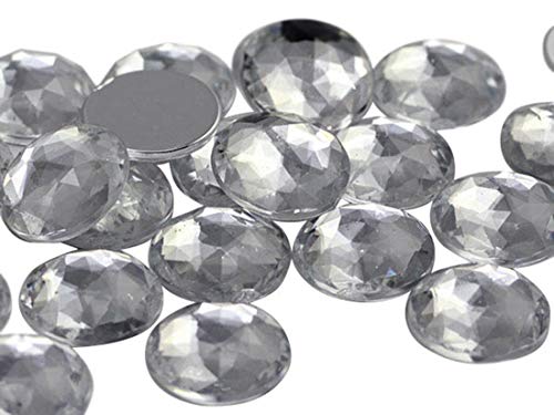 Allstarco 15mm Flat Back Round Acrylic Rhinestones Plastic Gems for Jewelry Making Costume Jewels Cosplay Embelishments - 40 Pieces (Crystal Clear A01)