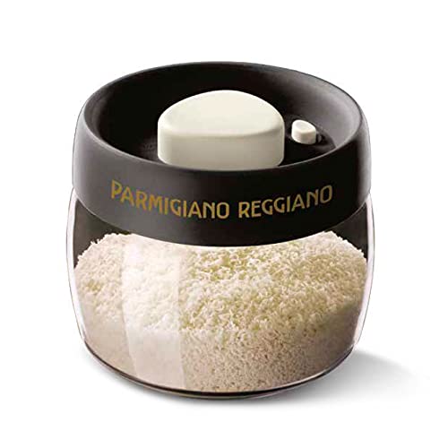 Parmigiano Italian Pottery Cheese Container - Glass Cheese Holder with Vacuum System