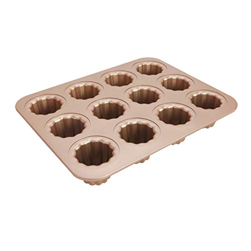 iToids 12-Cup Canele Non-Stick Baking Pan for Oven - Carbon Steel Caneles Molds - Bakeware Tools for French Pastry, Muffin & Cupcake - Christmas Baking