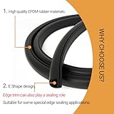 E Shape Foam Rubber Seal Strip, EPDM Rubber Weather Stripping Gasket for Auto, Boat, Garage Door/Window, Refrigerator Door Replacement Gasket, Machinery, Home Application and More, Black(13Feet)