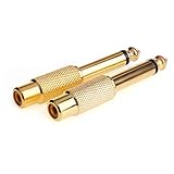 NANYI 1/4 to RCA, RCA to 1/4 Adapter RCA Female to 6.35mm 1/4 inch Male Mono TS Interconnect Audio Adapter Conversion Plug Adaptor Gold Plated-4 Pack