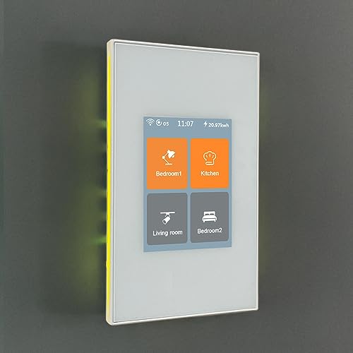 LANBON L8-HS4 LCD Smart Light Switch 4 Gang Single Pole,No Dim,Need Neutral Wire,Touchscreen 2.4G WiFi Night Light Smart Switch Work with Alexa/Google Home,Mesh Network No Offline for Whole Smart Home