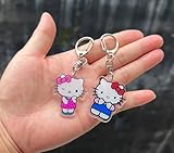 HUANGQH 20PCS Cartoon Kitty Keychain Acrylic Double Sided Design Keychain for Tags Goodie Bag Stuffer Christmas Gifts