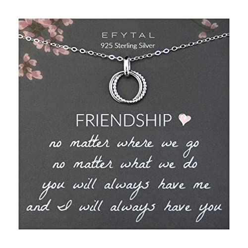 EFYTAL Friendship Necklace, Sterling Silver BFF Necklace, Friend Gifts, Birthday Gifts for Women, BFF Necklaces, Friendship Necklaces, Bestie Jewelry