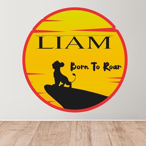 Personalized Jungle Lion Cub Wall Decal - Custom Name Nursery Decor, King Kids Room Art, Removable Vinyl Sticker, Safari Adventure Theme CS-LK.01